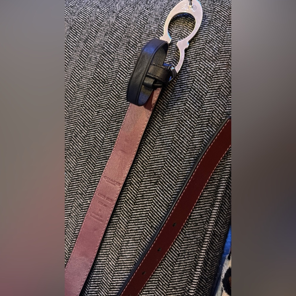 Coach Two-Tone Leather Crossbody Strap in Burgundy and Black